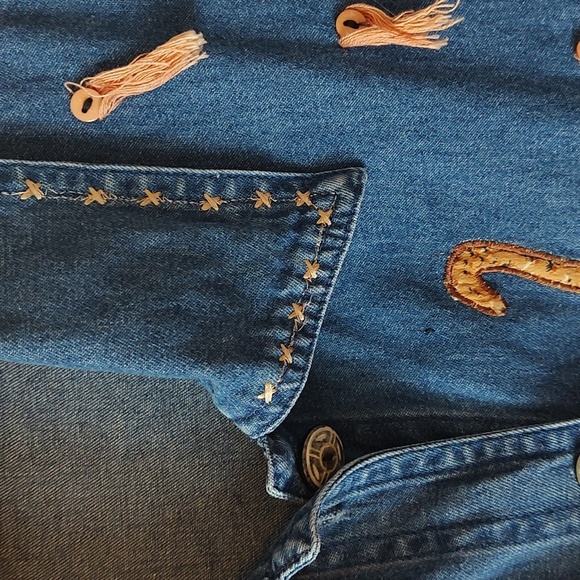 CAT EMBROIDERED Boho Denim Jacket SIZE MEDIUM SALE! - Picture 6 of 16